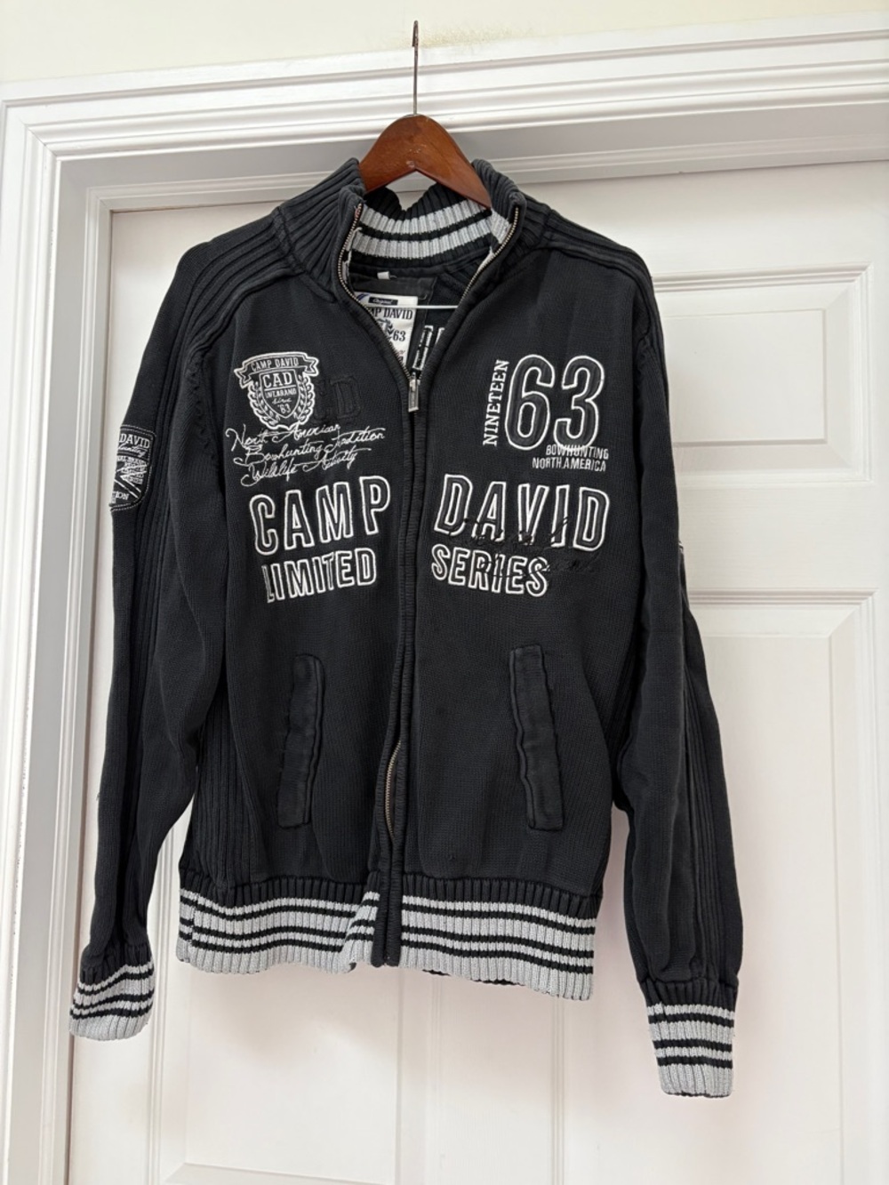 Camp David Men's Blue Zip-Up Cardigan